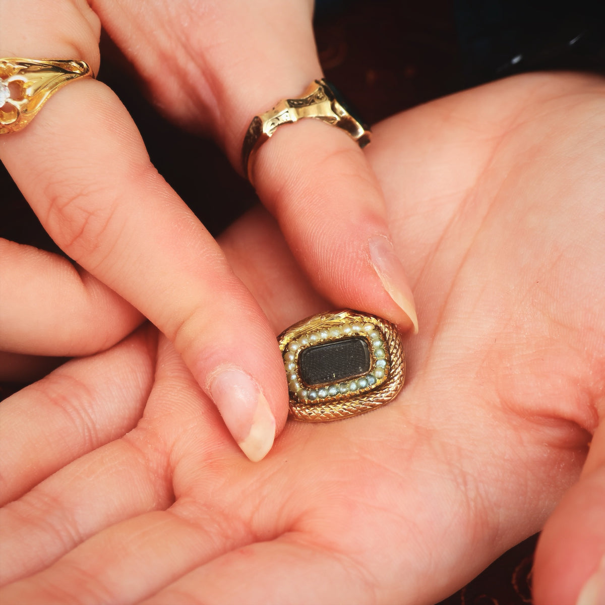 Antique Georgian Ouroboros Mourning Brooch