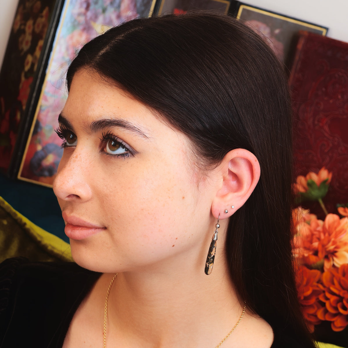 Vintage Leopard Skin Jasper Drop Earrings