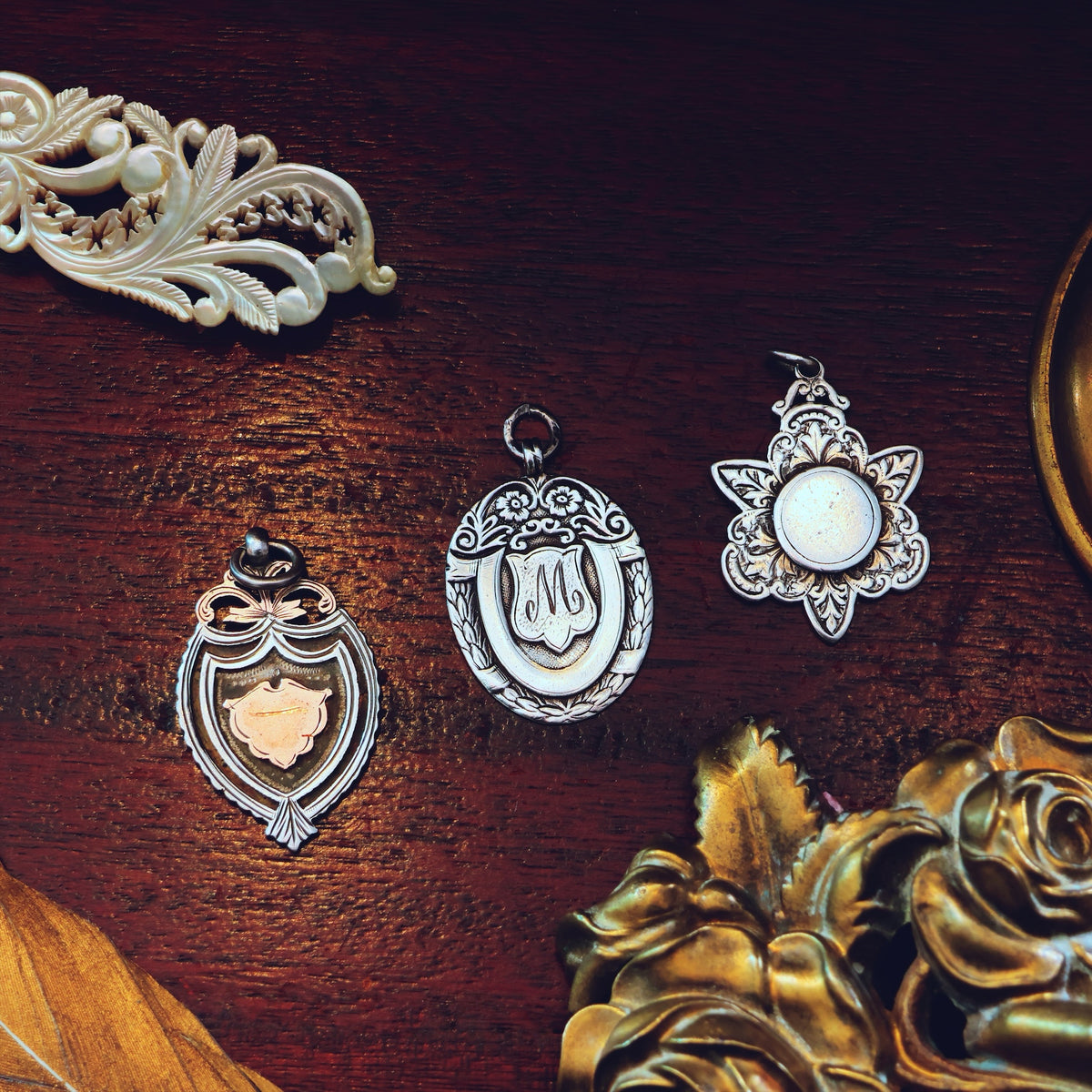 Vintage Silver & 9CT Gold Shield Fob, Ready to Engrave