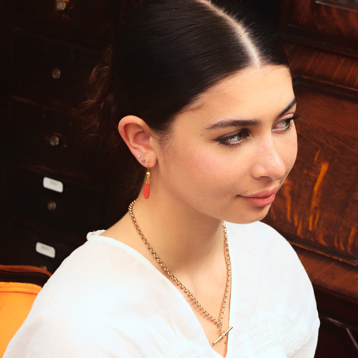 Vintage 9ct Gold Belcher Link 'T-bar' Chain Necklace