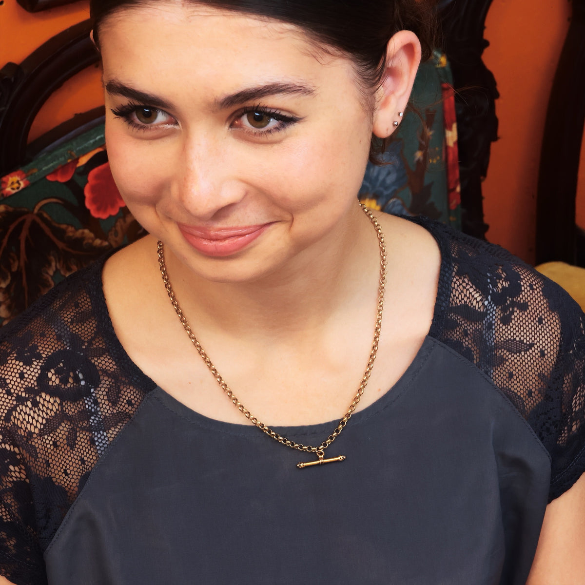 Victorian Styled 9ct Gold Belcher Link 'T-bar' Chain Necklace