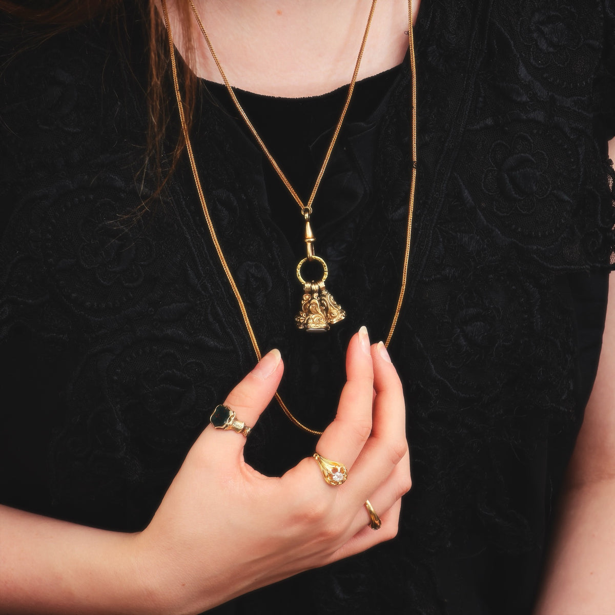 Quirky Trio of Georgian Seal Fobs Necklace