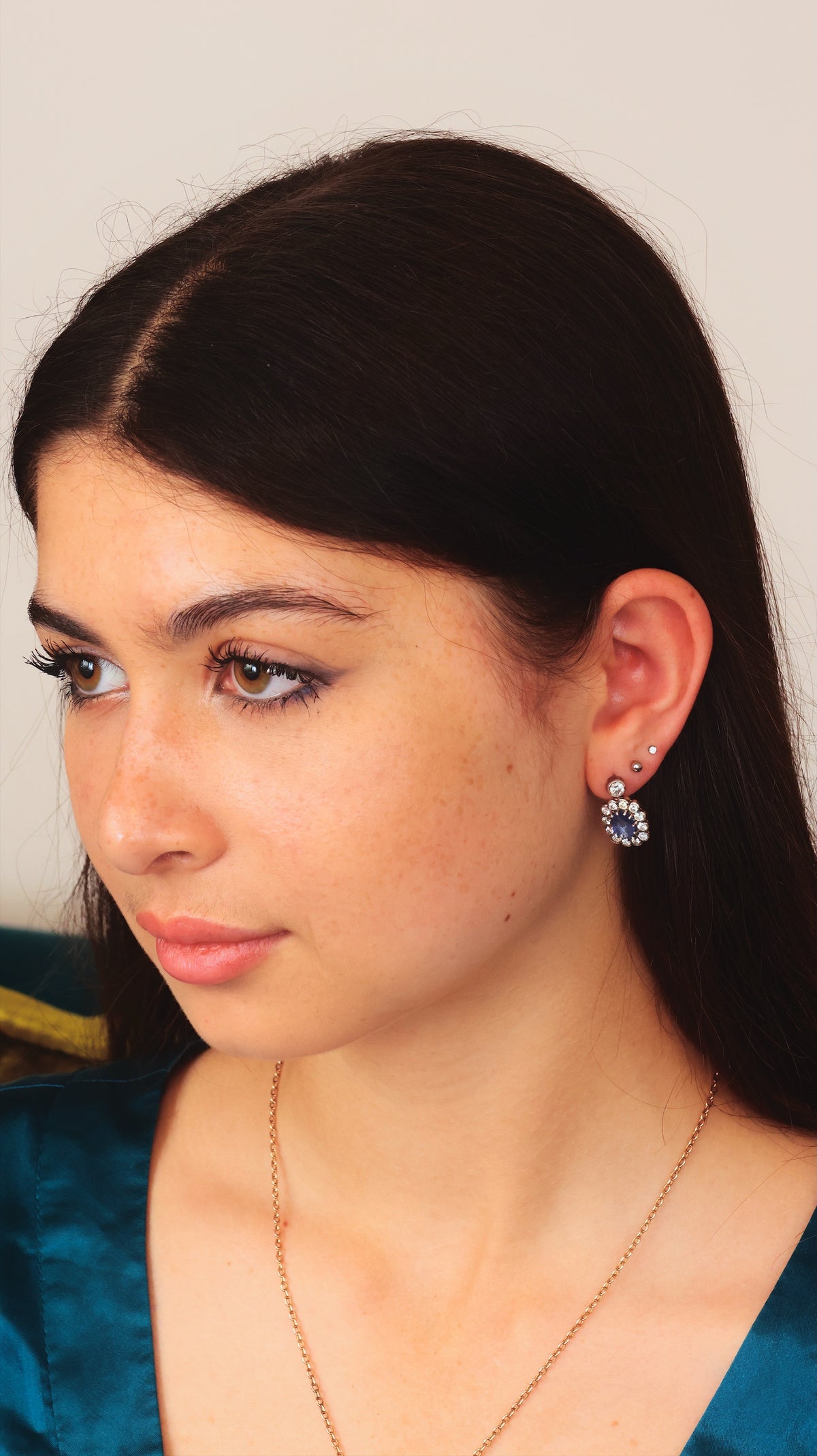 Sensational! Vintage 1980's Sapphire & Diamond Cocktail Earrings