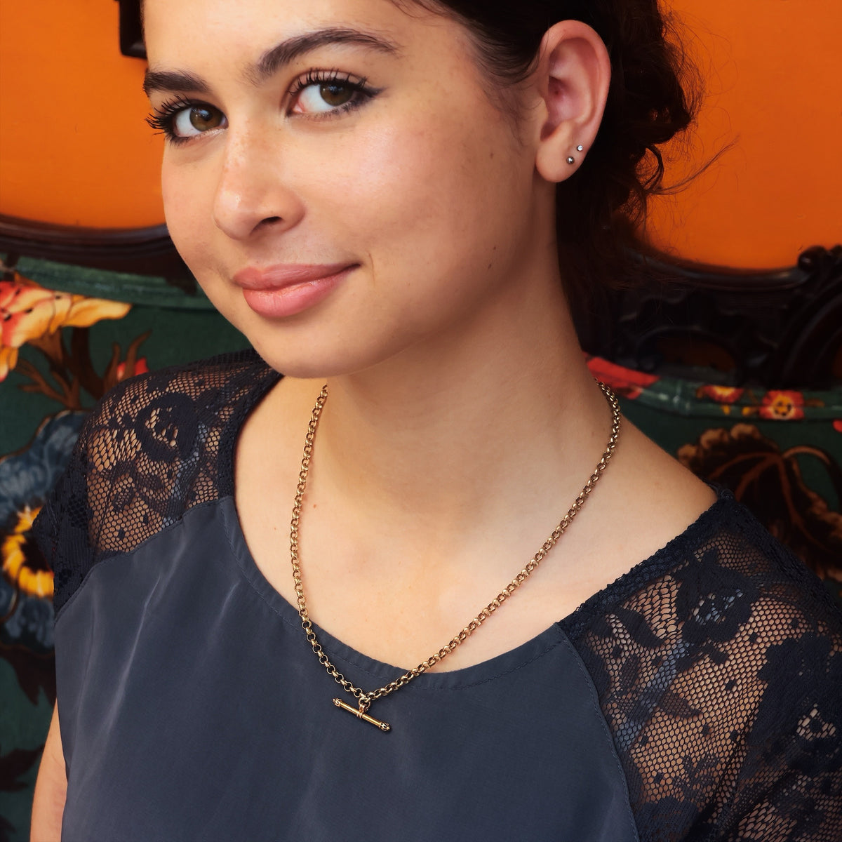 Victorian Styled 9ct Gold Belcher Link 'T-bar' Chain Necklace