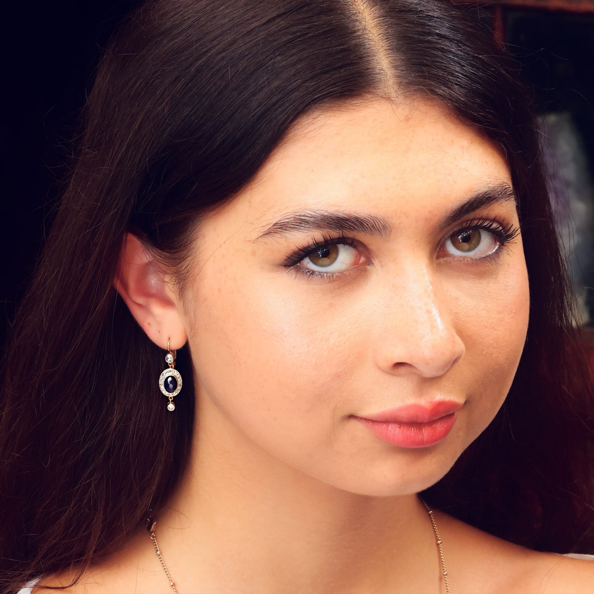 Splendid Antique Sapphire & Diamond Earrings