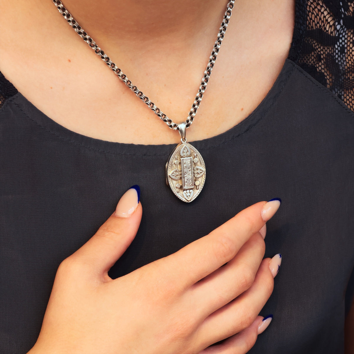 Antique Date 1884 Silver Aesthetic Revival Locket