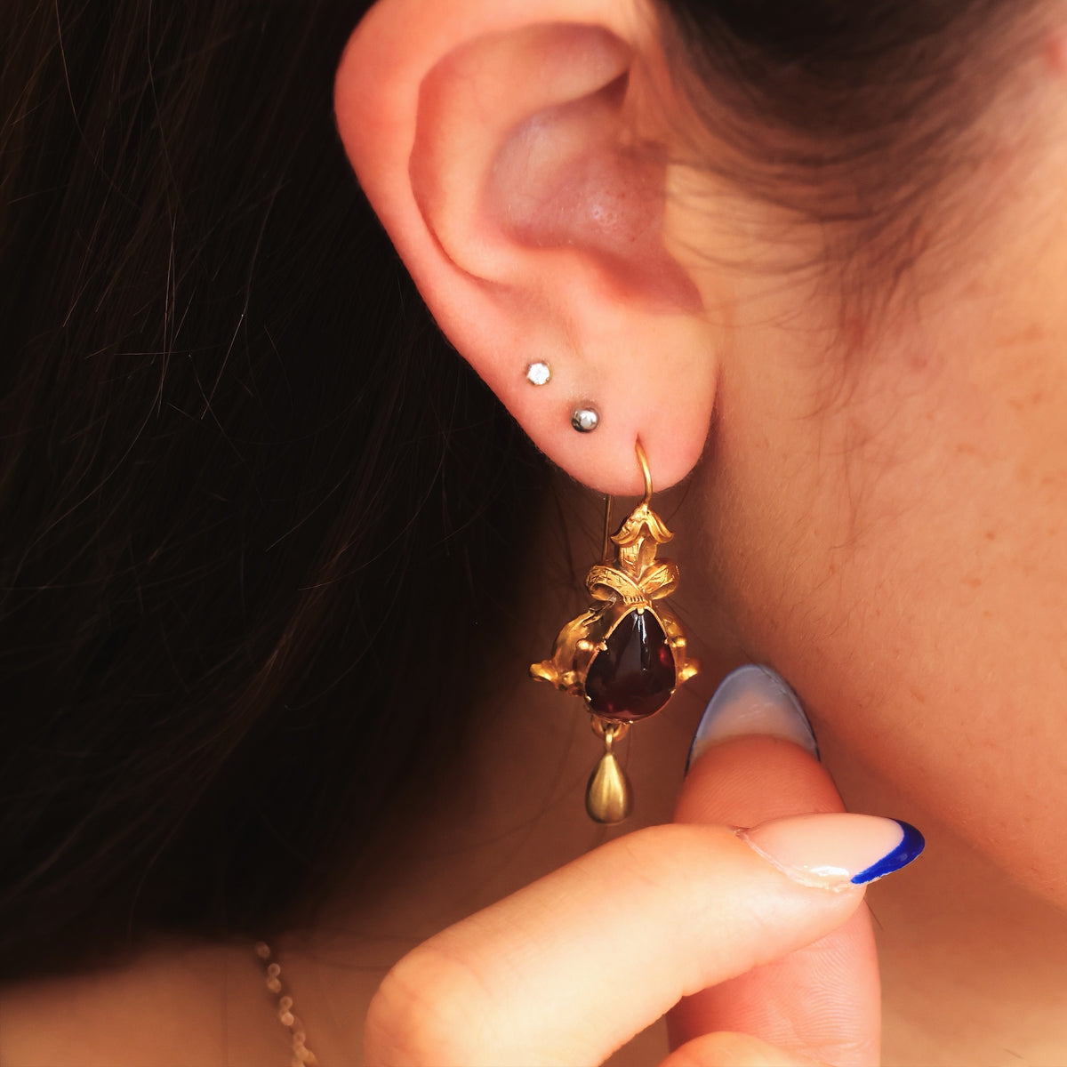 Dramatic Victorian Gothic Garnet Earrings