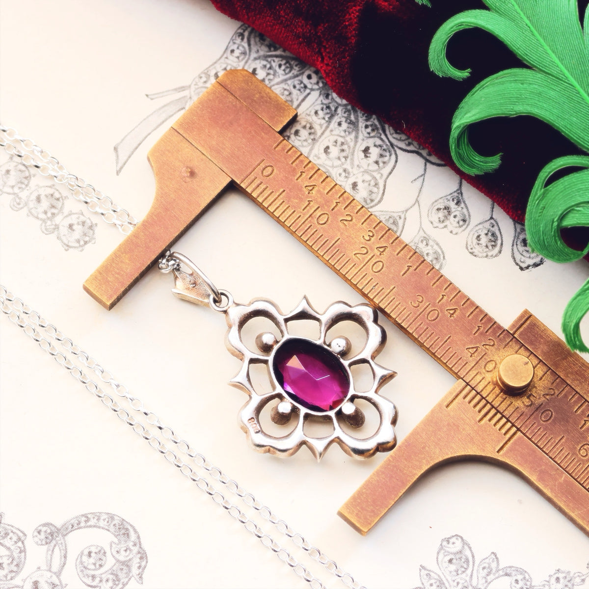 Vintage Amethyst & Paste Silver Pendant