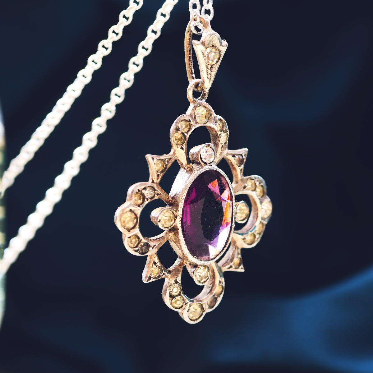 Vintage Amethyst & Paste Silver Pendant