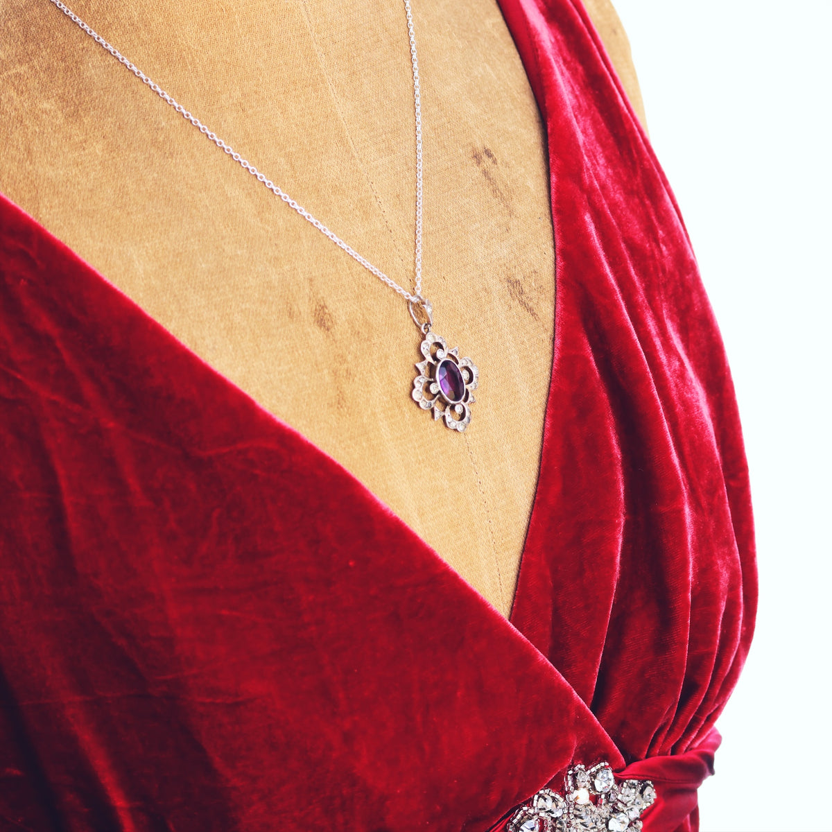 Vintage Amethyst & Paste Silver Pendant