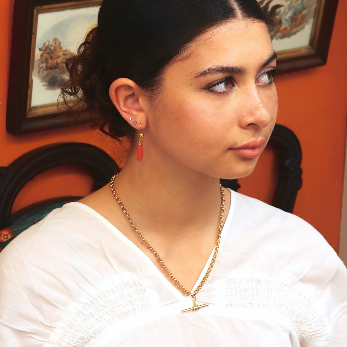 Vintage 9ct Gold Belcher Link 'T-bar' Chain Necklace