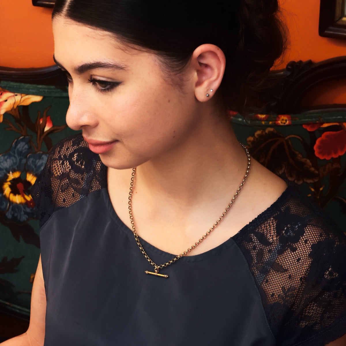 Victorian Styled 9ct Gold Belcher Link 'T-bar' Chain Necklace