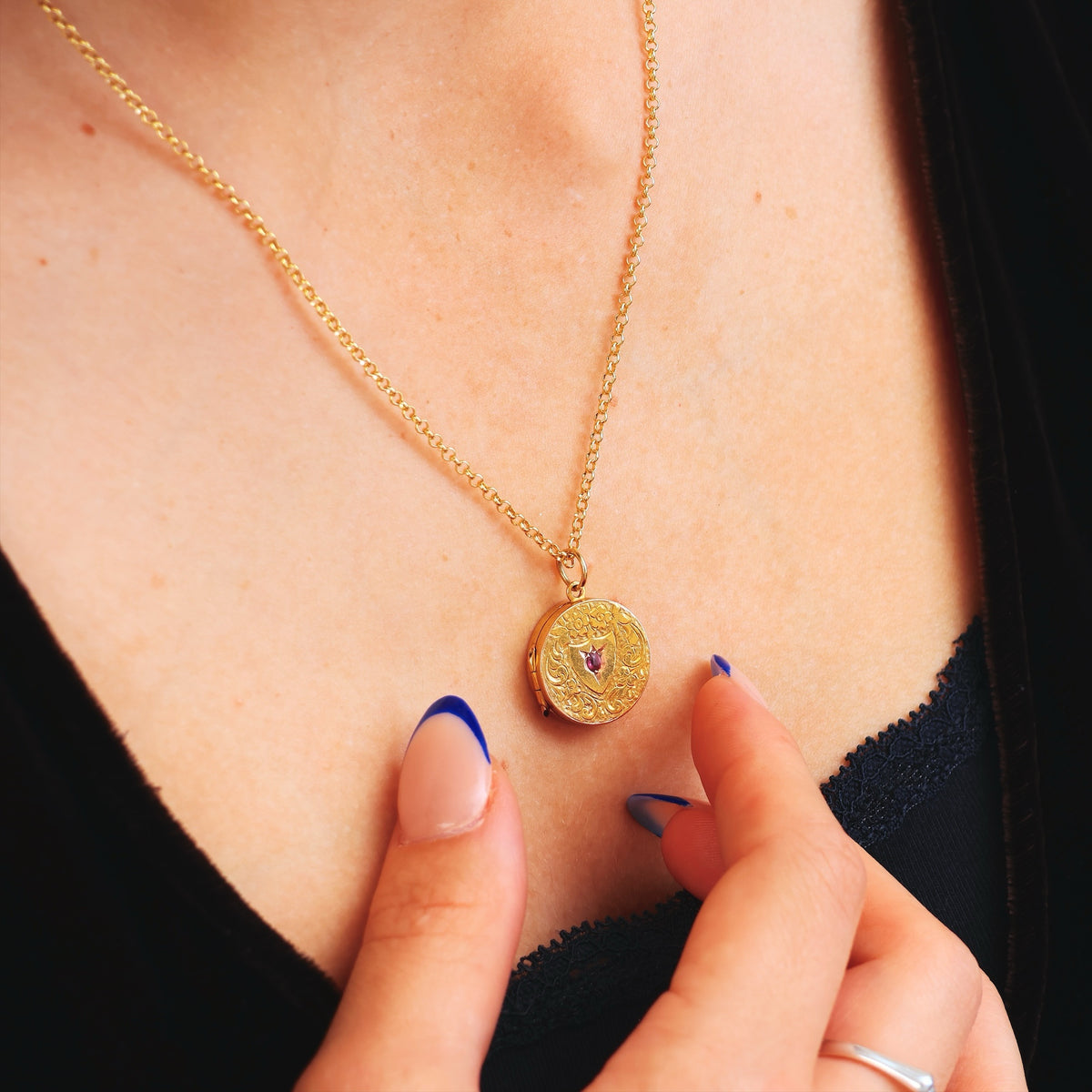Once Beloved Date 1903 15ct Gold Ruby Locket