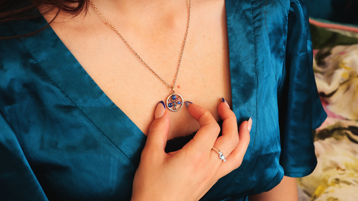 Antique Natural Sapphires, Diamond & Ruby Pendant