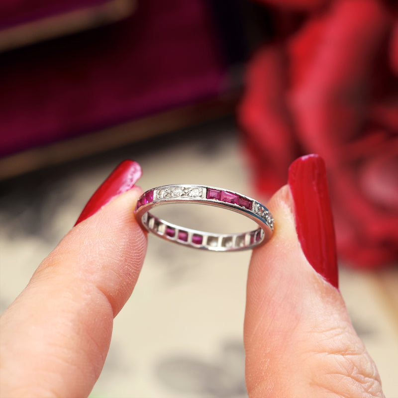 A Vintage Art Deco Ruby & Diamond Eternity Ring