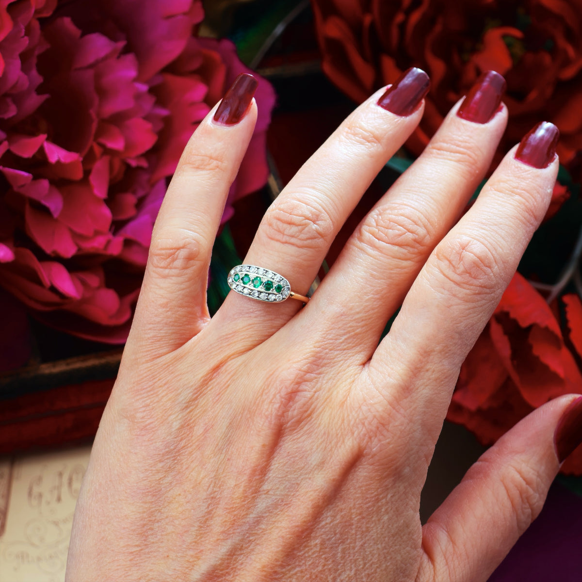 Delightful Vintage Elegance Emerald & Diamond Ring