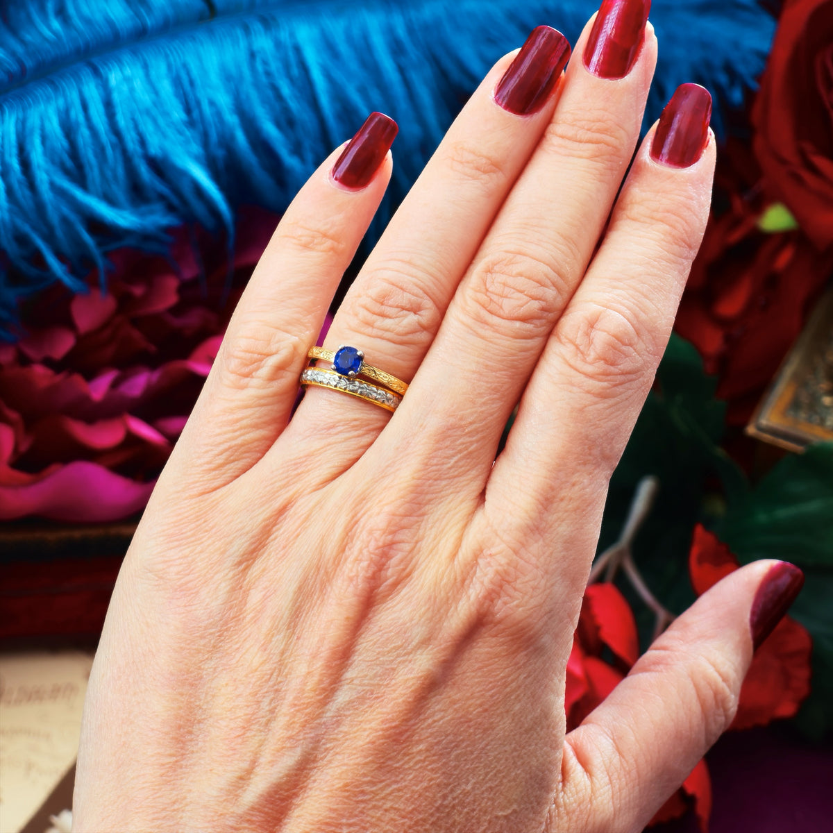 Recycled Antique Cushion-Cut Sapphire Engagement Ring