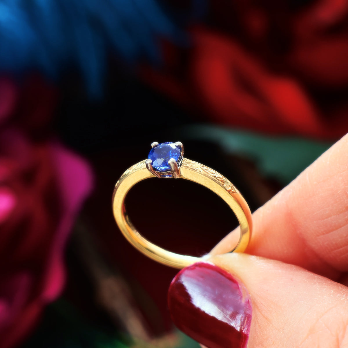 Recycled Antique Cushion-Cut Sapphire Engagement Ring