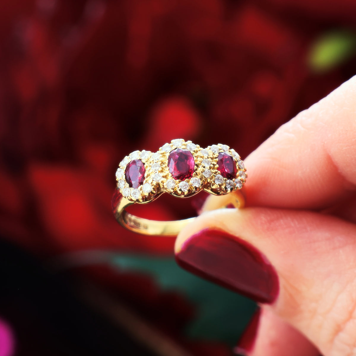 Ravishing Date 1986 Ruby & Diamond Cluster Ring