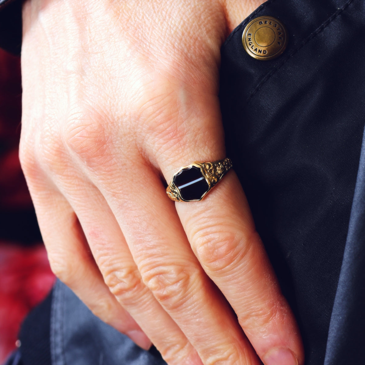 Antique Classical Men's Banded Agate Signet Ring