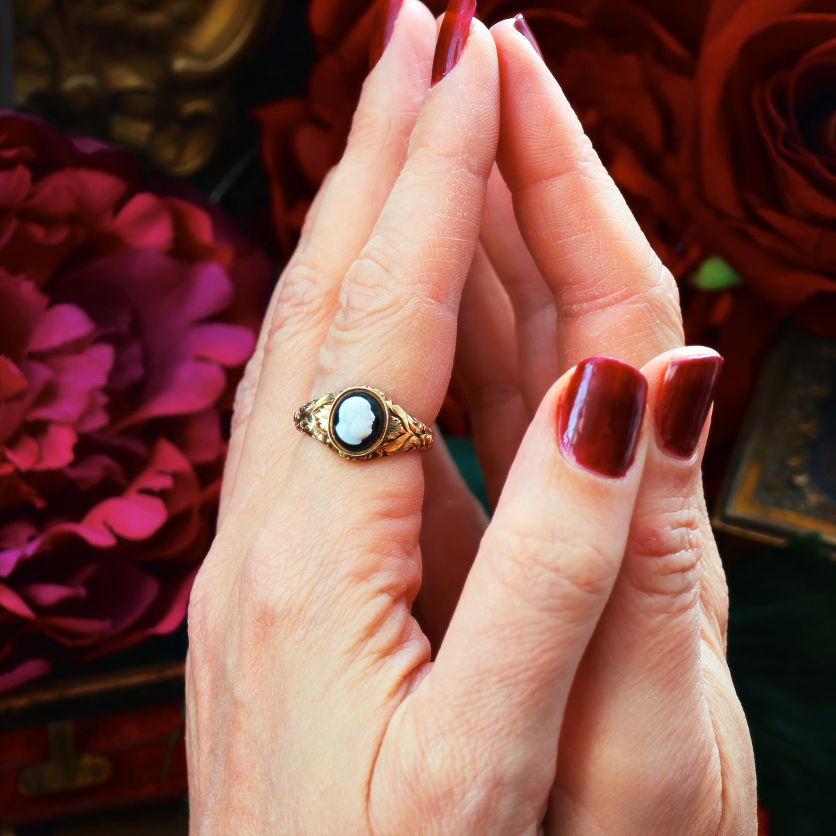 An Interesting Antique Hardstone Cameo Ring of Aristotle