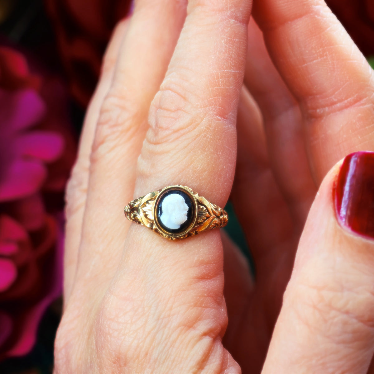 An Interesting Antique Hardstone Cameo Ring of Aristotle