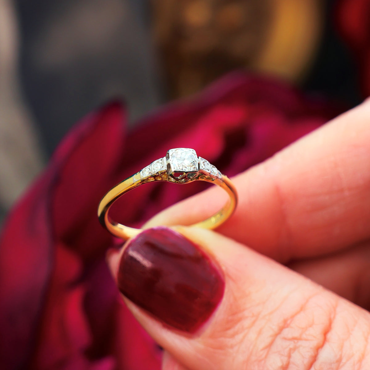 Precious Petite Vintage Diamond Engagement Ring