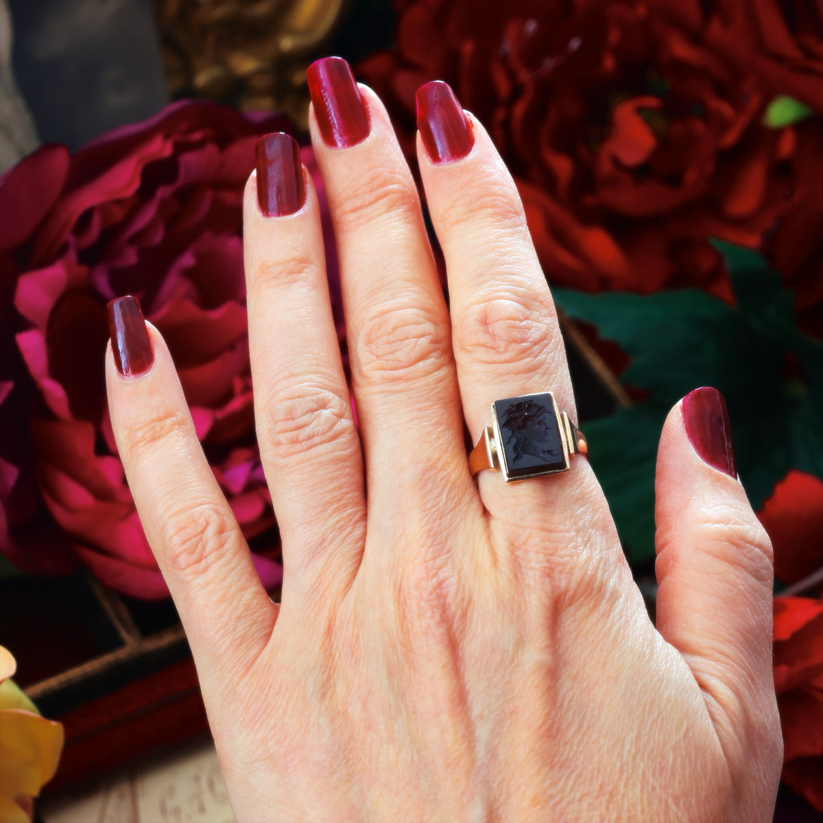 Antique Carnelian 'Janus' Intaglio Signet Ring