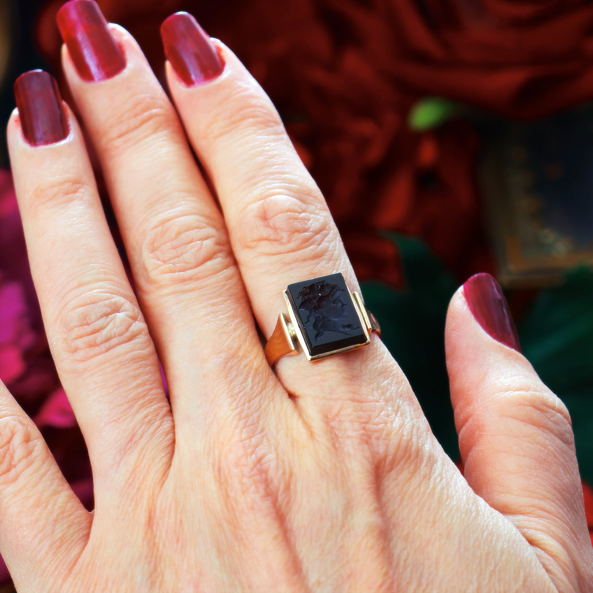 Antique Carnelian 'Janus' Intaglio Signet Ring