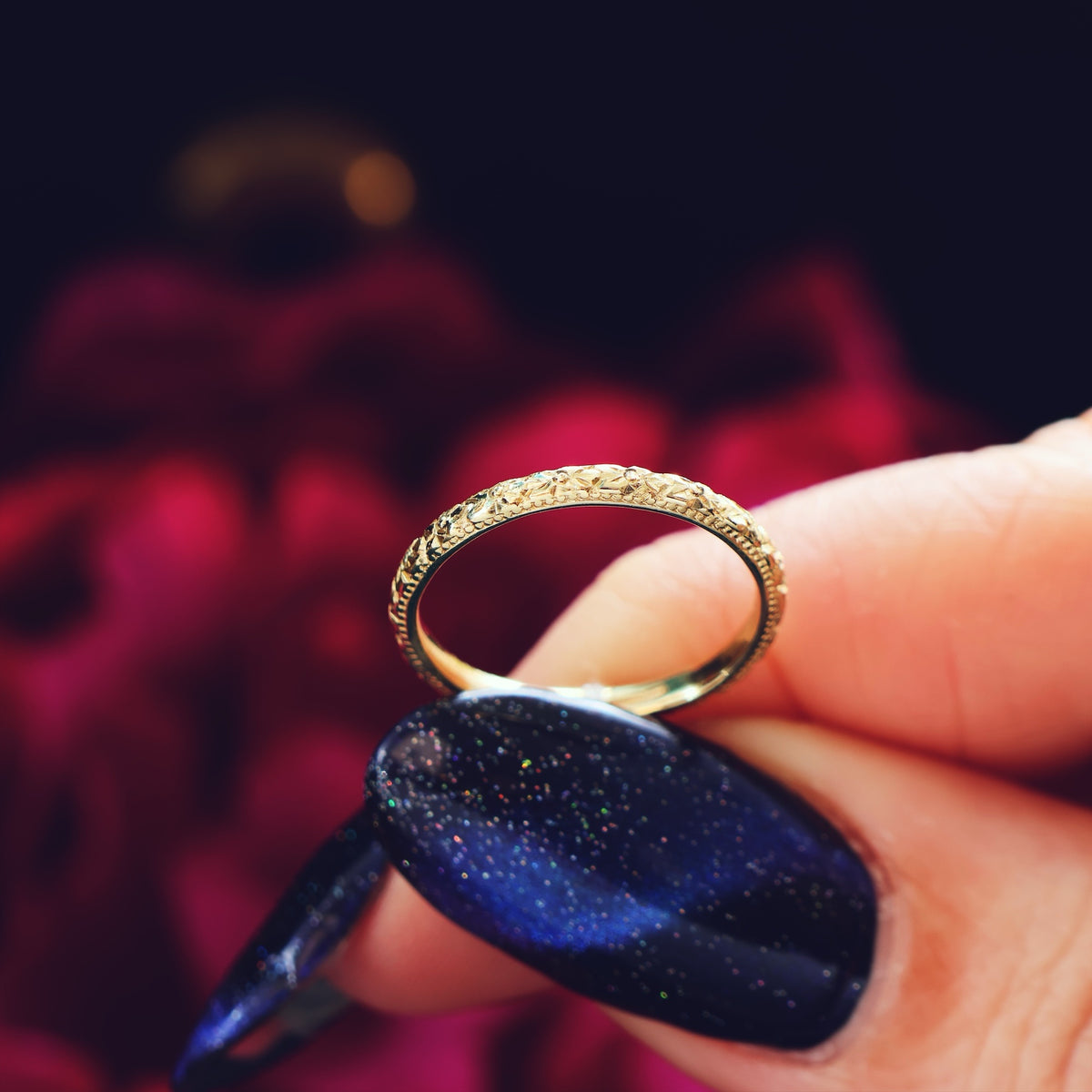 Size 'J/5' Vintage Style Beaded Edge Wedding Ring