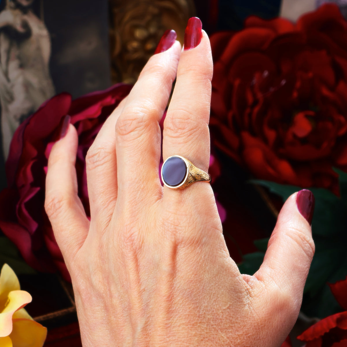 Date 1874 Carnelian 15ct Gold Signet Ring in Original Box