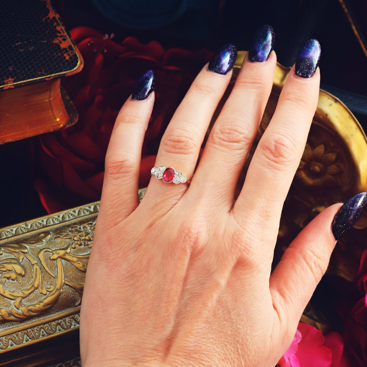 Vintage 1930's Ruby & Diamond Engagement Ring
