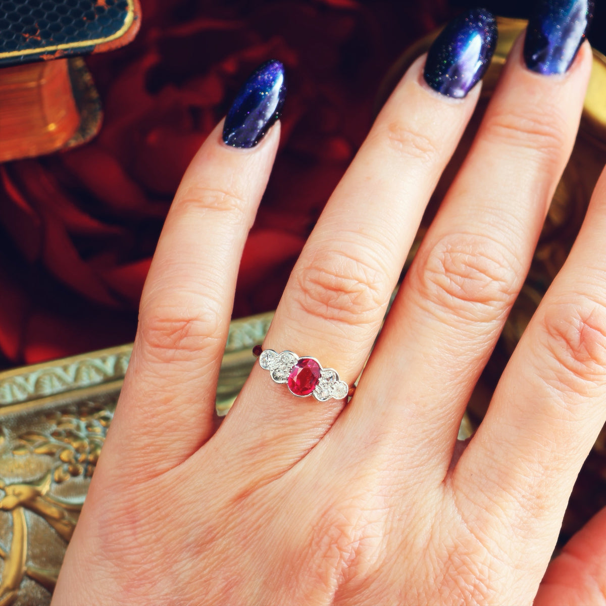 Vintage 1930's Ruby & Diamond Engagement Ring