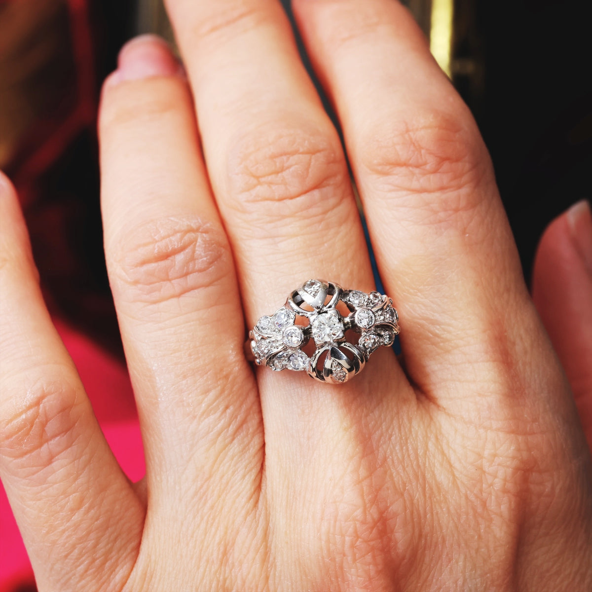 Vintage Diamond Cocktail Dress Ring