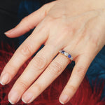 Vintage Deep Blue Sapphire & Diamond Ring