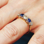 Vintage Five Stone Sapphire and Diamond Ring