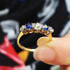 Vintage Deep Blue Sapphire & Diamond Ring