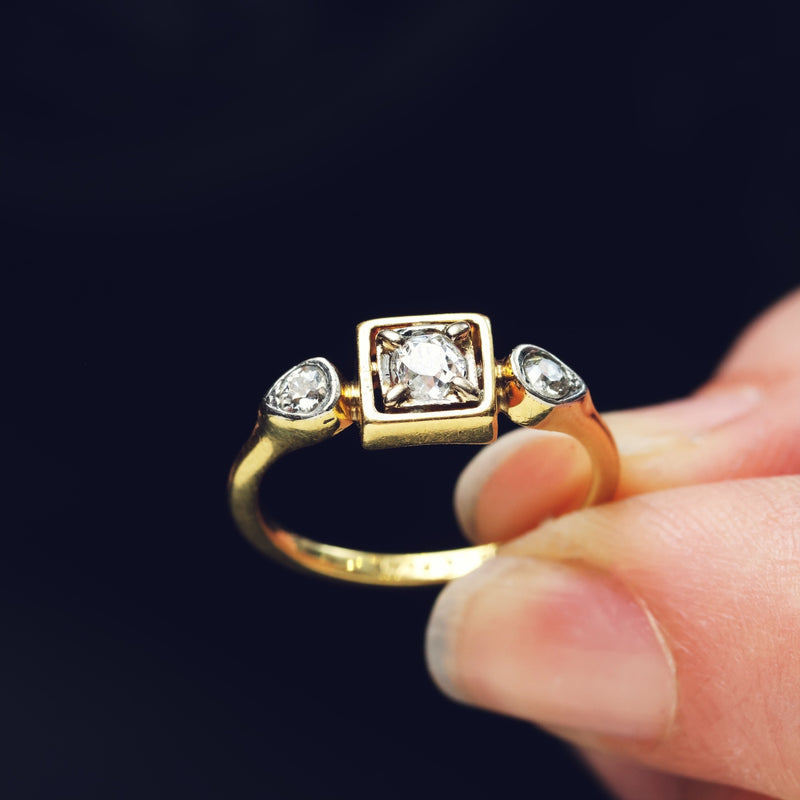 Hand Crafted Vintage Diamond Trilogy Engagement Ring