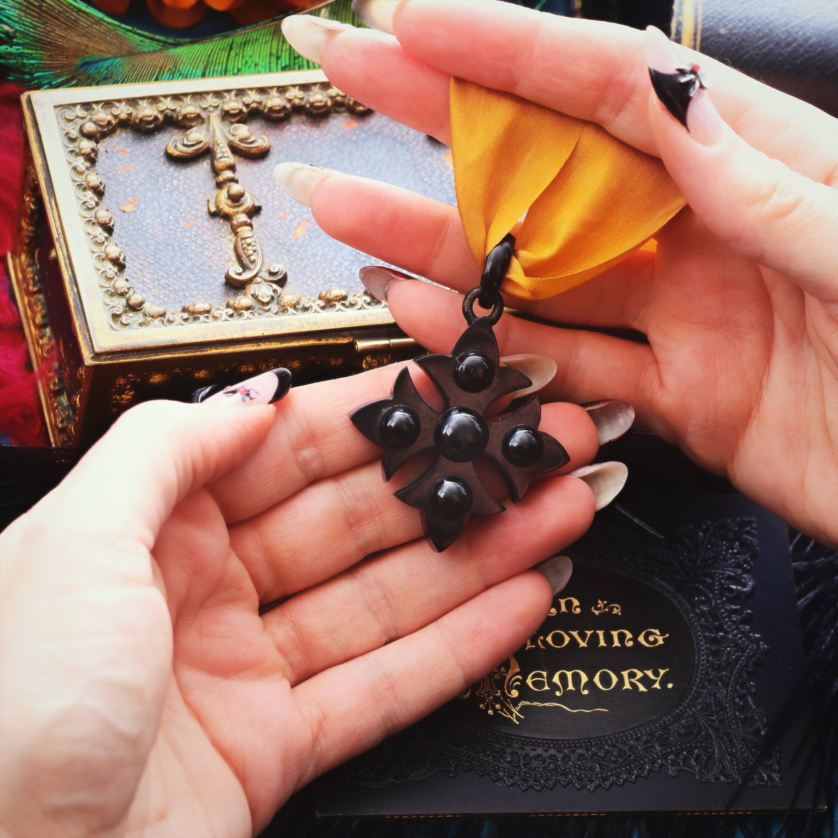 Victorian Gothic! Scarce Whitby Jet Maltese Cross Pendant