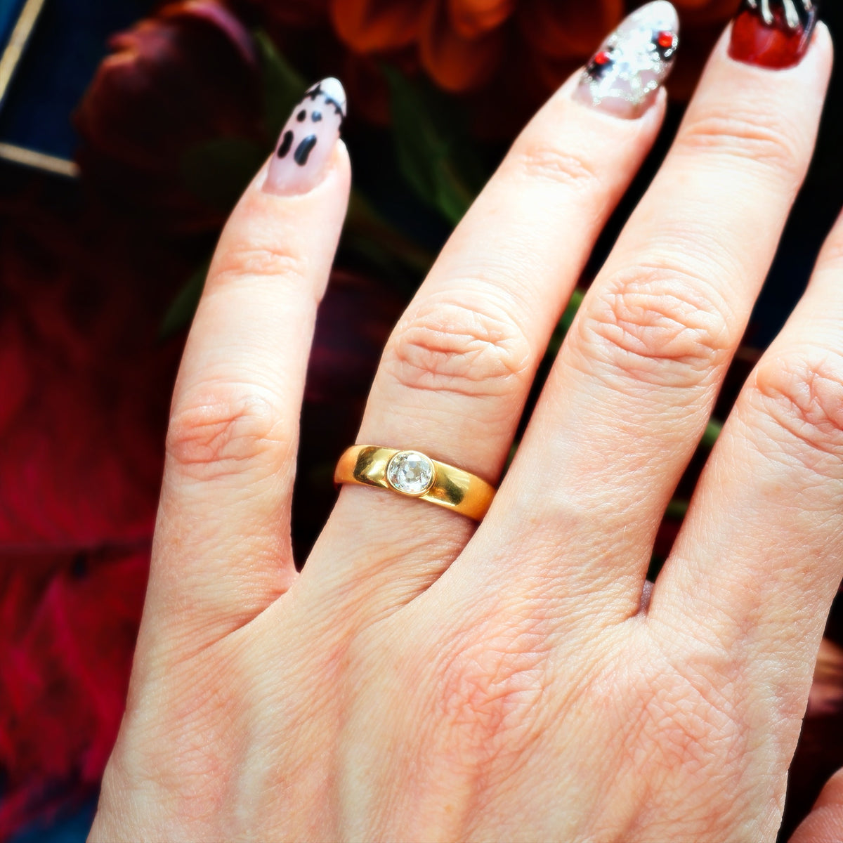 Recycled Antique Hand Cut Diamond Band Ring