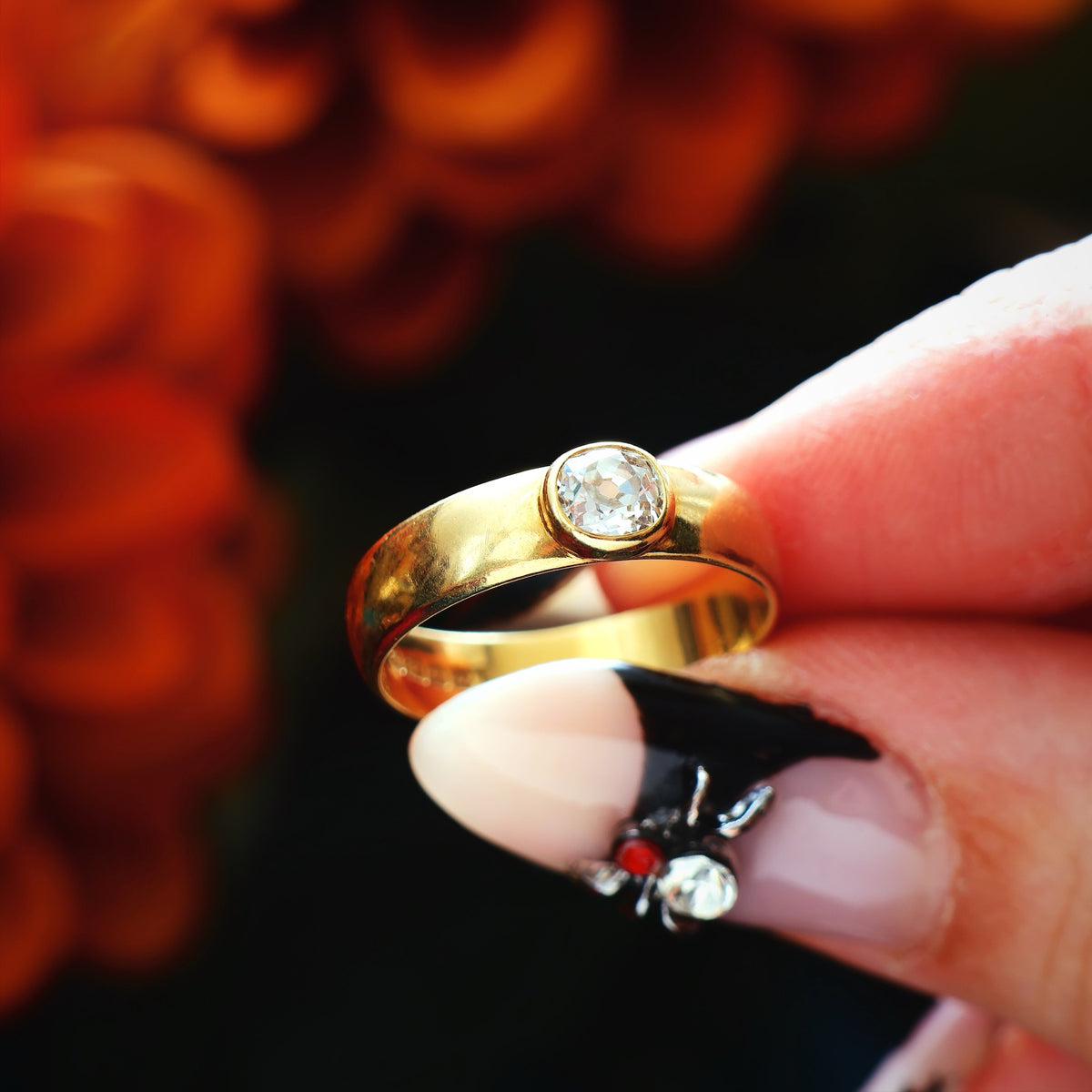 Recycled Antique Hand Cut Diamond Band Ring