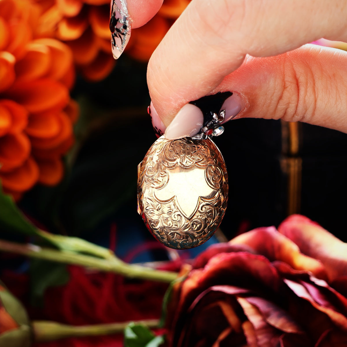 Victorian 'Roses for LOVE' Rose Gold Locket