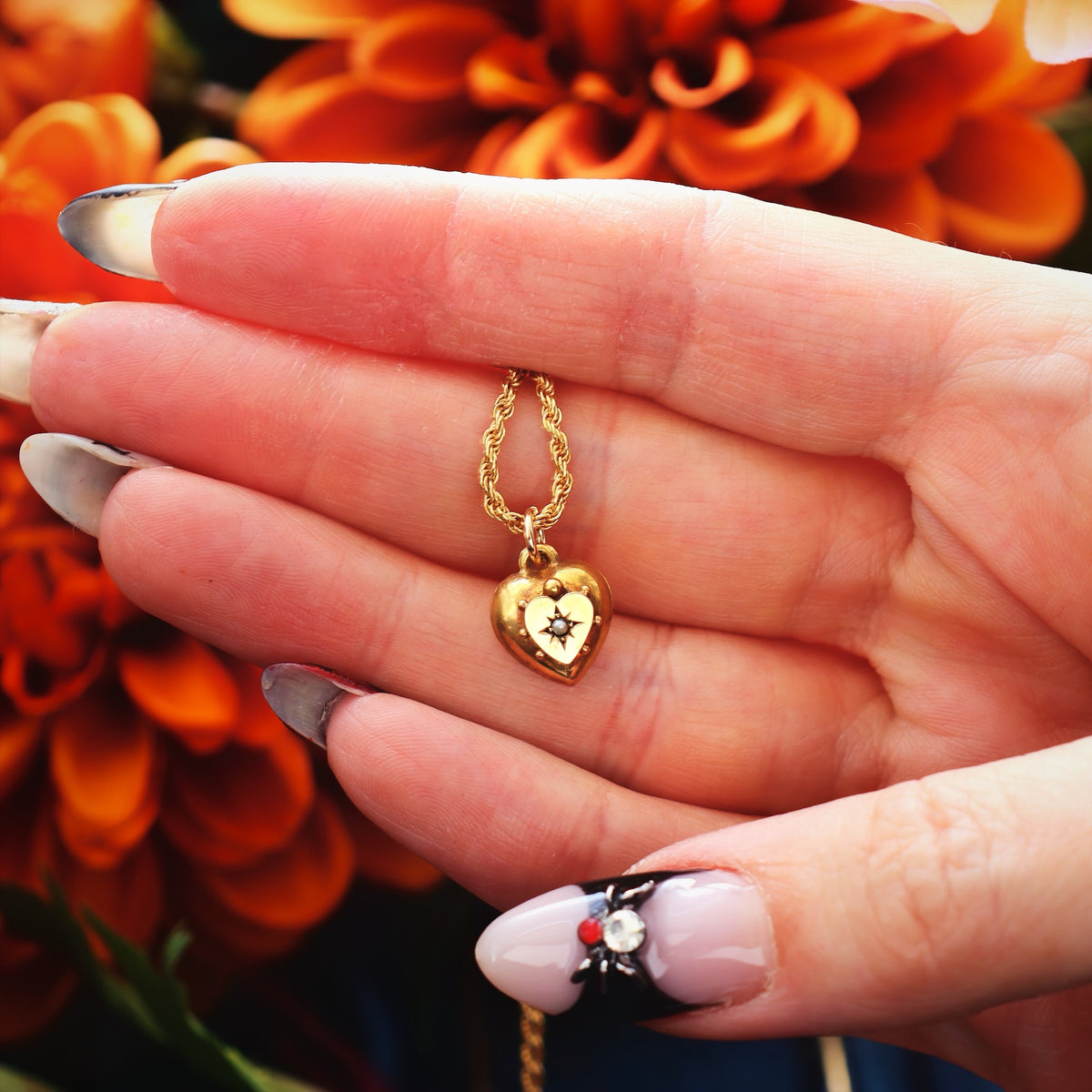 Keepsake Antique Victorian Gold & Pearl Heart Pendant