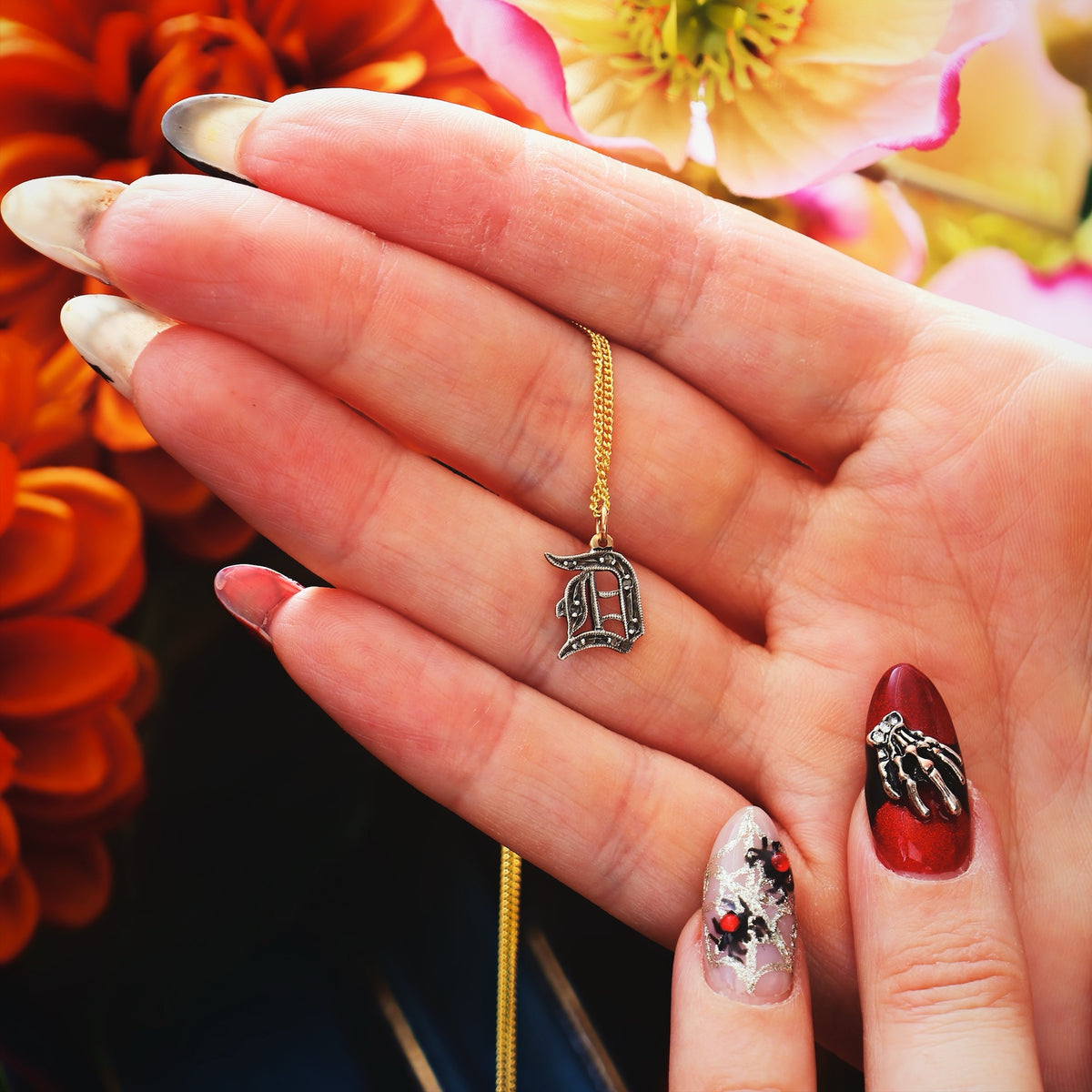 Adorable Antique Gothic Initial 'D' Pendant
