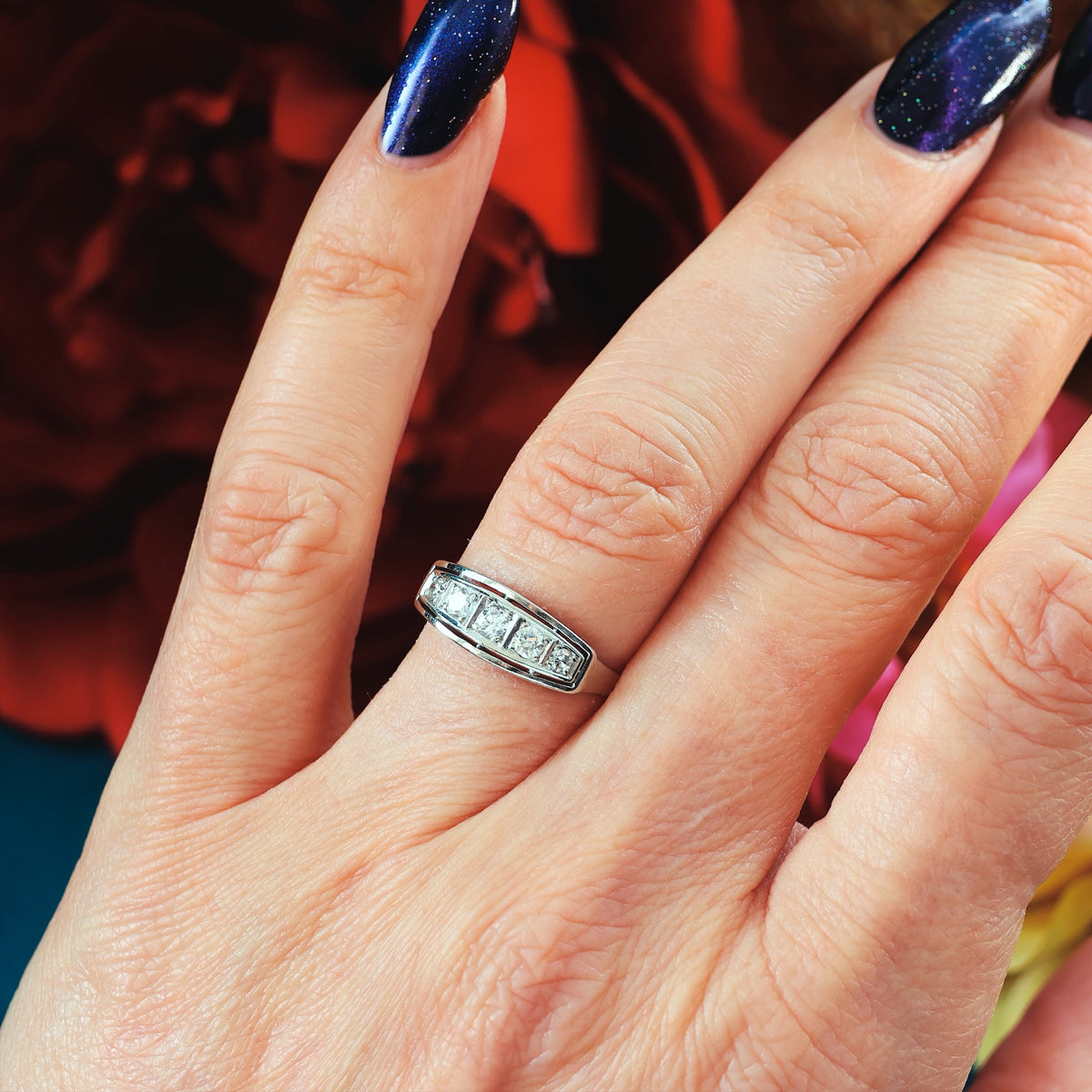 Vintage French Art Deco Platinum Diamond Ring