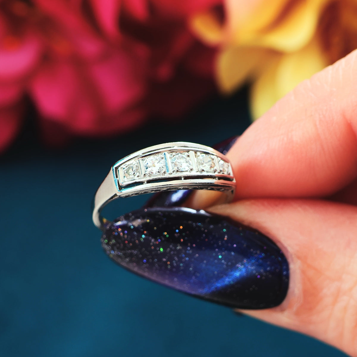 Vintage French Art Deco Platinum Diamond Ring