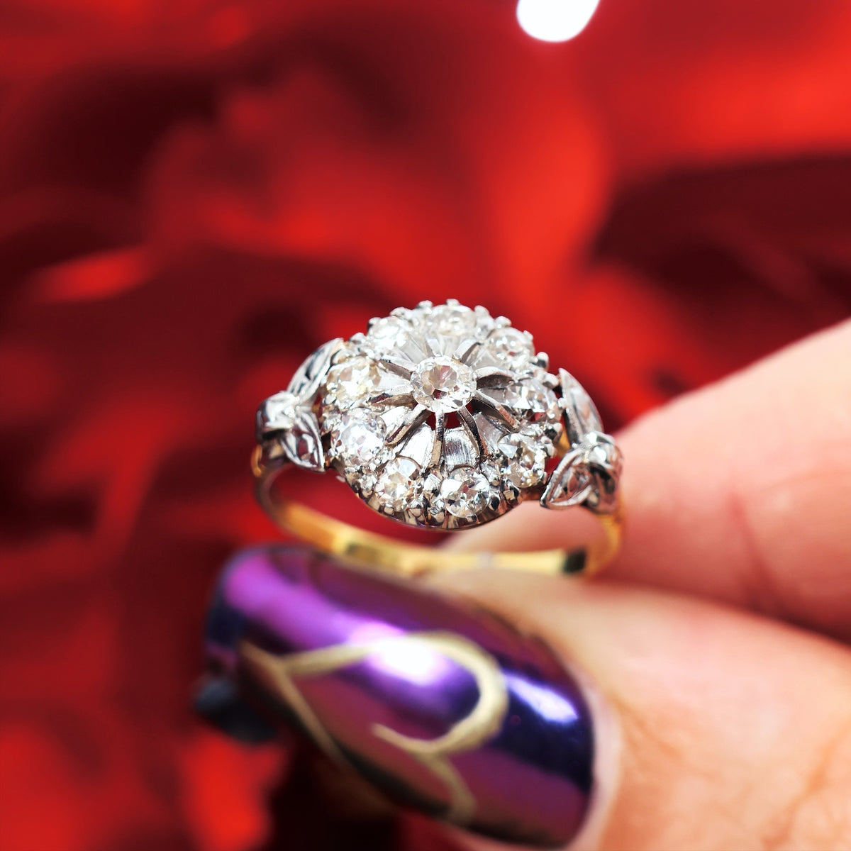 Stupendous Vintage 1950's Diamond Cluster Cocktail Ring