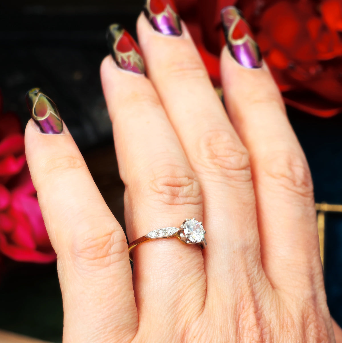 Certificated Vintage 0.70ct Old Euro Diamond Engagement Ring