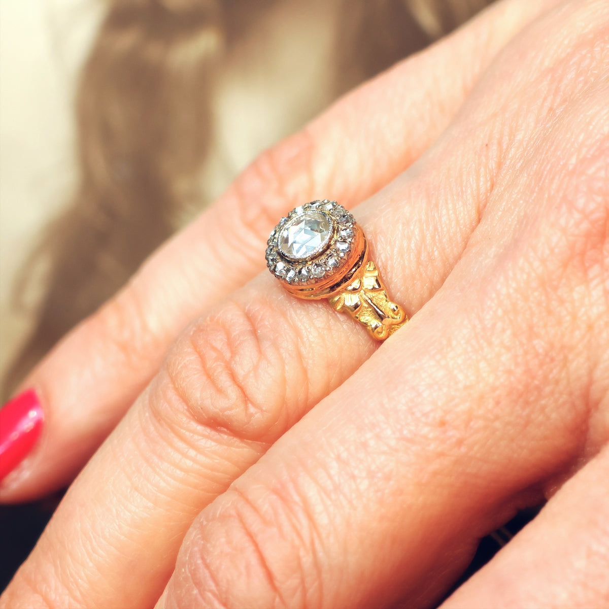 Gracious Rose Gracious Antique Georgian Rose Cut Diamond Cluster Ring – Fetheray