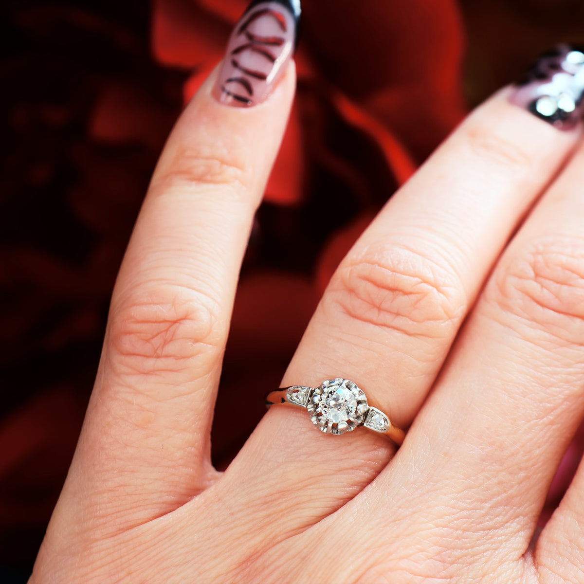 Darling Antique Hand Cut Diamond Engagement Ring